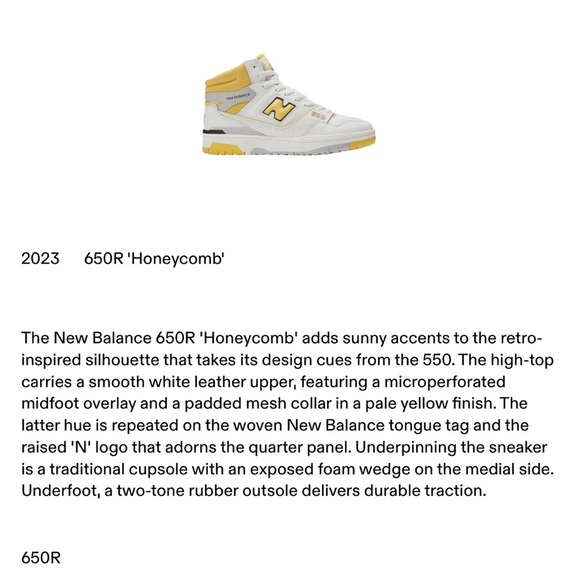 New balance
650r
Honeycomb
Brand new - Picture 6 of 6